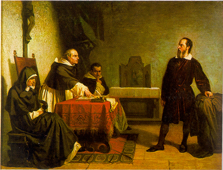 Galileo before the Roman Inquisition, 1633 CE, by Christiano Banti (1824-1904) Location TBD, painted in 1857.